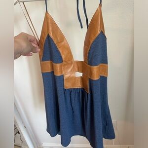 Leather and fabric top